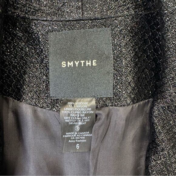 Smythe Oversized Blazer Jacket Dress Liquid Metallic Black Size 6 - Picture 9 of 10